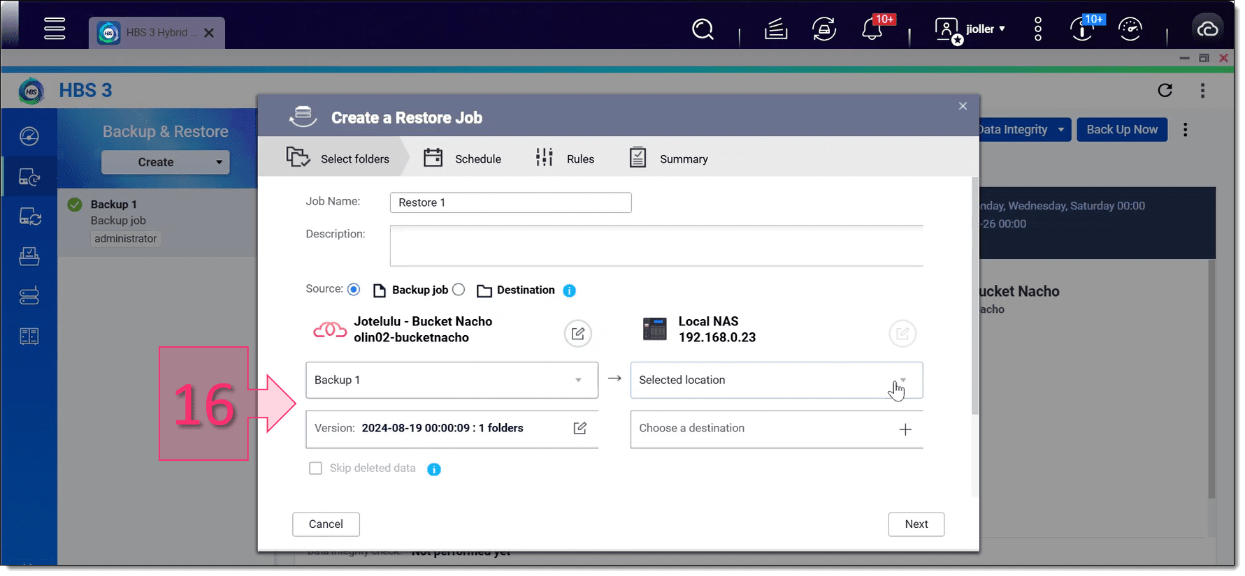 Paso 1. Seleccionamos las rutas donde se van a recuperar en la QNAP (Parte 1)