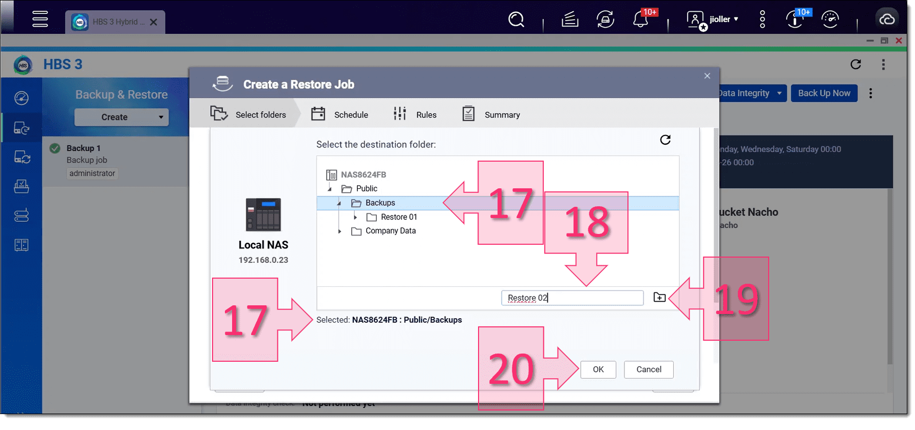 Paso 1. Seleccionamos las rutas donde se van a recuperar en la QNAP (Parte 2)