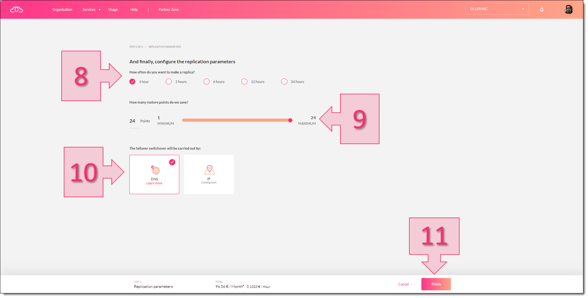 Forma 1. Configuramos las frecuencias, puntos de restauración y failover