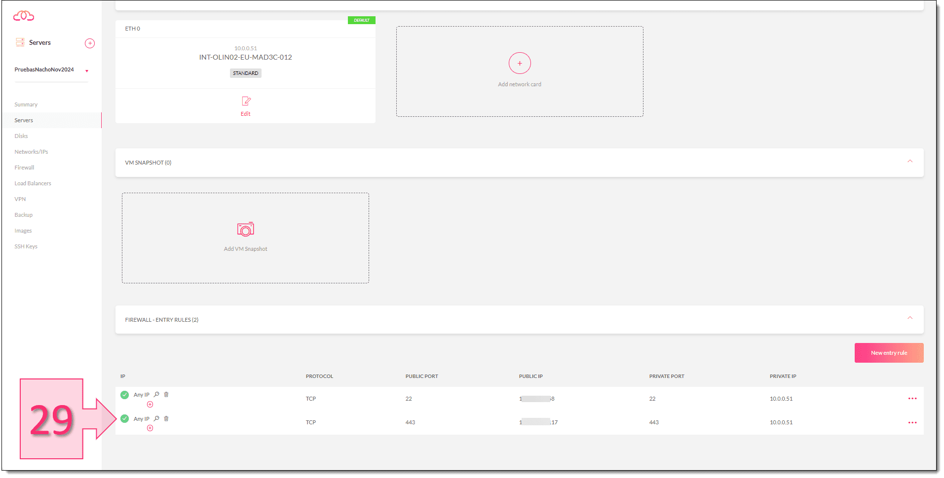 Paso 2. Comprobamos que la regla del 443 se ha creado en el firewall